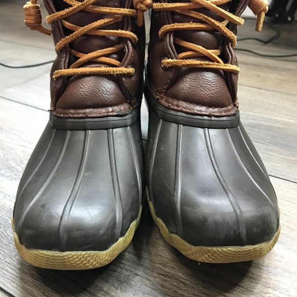 Sperry Top-Sider Saltwater Duck Boots Brown Waterproof Big Girl's Size 2 YG55362 - Picture 10 of 12